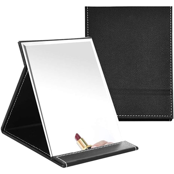 Bærbart Sammenklappeligt Makeupspejl til Soveværelse, Kosmetikbord, Makeup Spejl med Læderbetræk til Rejser