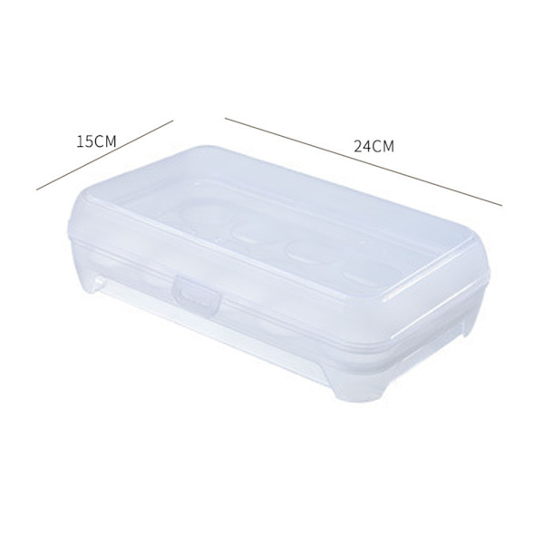 Plast äggbehållare, Deviled Egg Tray Carrier med lock, Bärbar stapelbar kylskåp äggbehållare med 15 äggspår för camping kylskåp kök