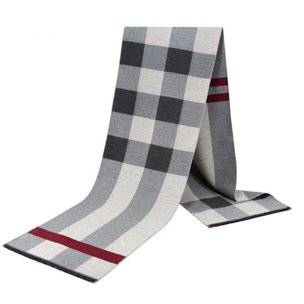 Lyxig Merinoull Randig Herrscarf - Presentförpackad Vinter Mjuk Varm Tjock Stickad Slips för Män