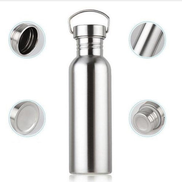 lstahl dricksflaska 500ml / 700ml / 1L BPA-fri, läckagesäker metallvattenflaska för utomhusbruk, kontor, camping, cykel