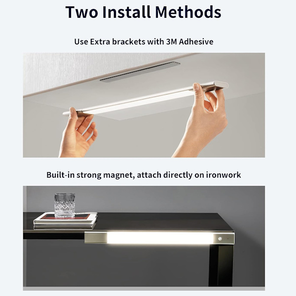 USB Genopladelig LED Køkken Underskabslampe, 2500mAh 40cm Dæmpbar Skabslampe Bevægelsessensor LED Bar Trådløs Genopladelig Batteridrevet PIR