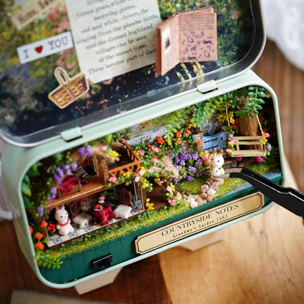 DIY Miniatyrhus Kit i Låda att Bygga, Handgjord Mini Teater