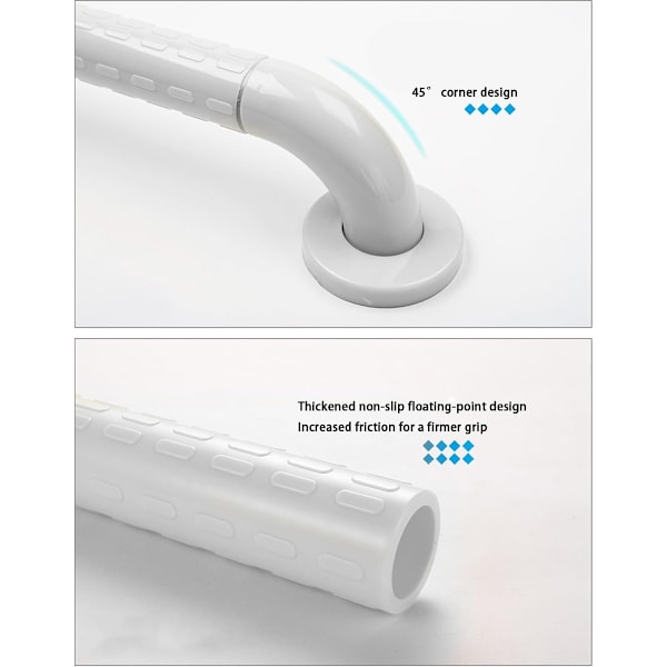38 cm Hvidt Håndgreb, Håndgreb til Ældre, Handicappede, Barrierefri, Rustfrit Stål til Badekar og Toilet - Ældre