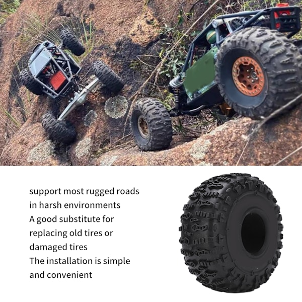 2.2 Tommer RC Gummidæk Slidstærke Holdbare RC Dæk til SCX10 1/10 RC og 2.2 Tommer Fælge