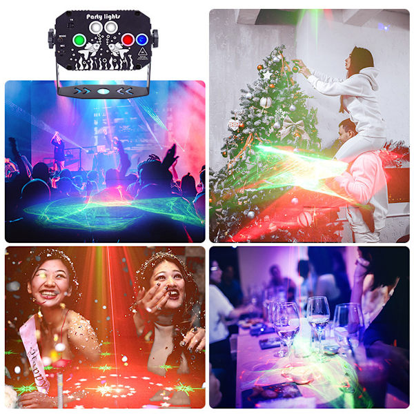 DJ Party Lys Scene Laser - Nordisk RGB Lys Effekt Lydaktiveret Disko Strobe med Fjernbetjening - Musikshow Projektor til Indendørs Fødselsdag