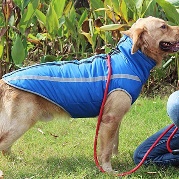 Varm Fleece Hundevinterjakke, Vandtæt Hundetøj, Reflekterende Hundesnetøj til Mellemstore og Store Hunde