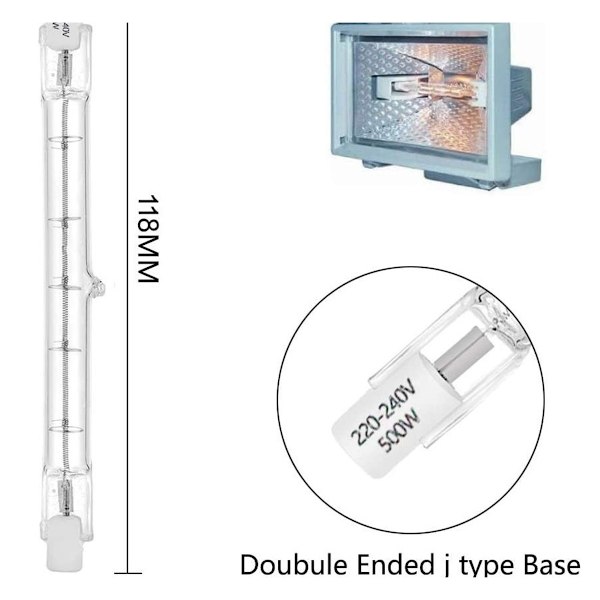 Dæmpbar R7S 118mm 300W Halogen Pære AC220-240V 5900lm J118 Lineær Halogen Spotlight til Landskabsbelysning, Sikkerhed, Gadelampe (Pakke med 5)