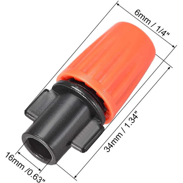 Justerbare 6mm Forstøvere Sprinkler PUlverisator Vanding 15 Stk