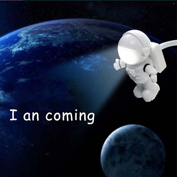 Spaceman Lampe Fleksibel Mini USB LED Lampe Lys for Laptop Notebook Lys Hvit Natt Husholdningslys Justerbar Nattlys
