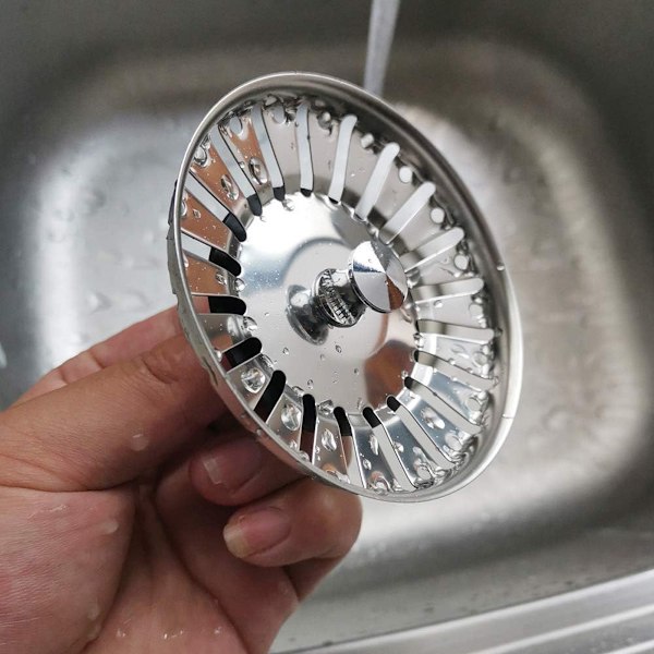 Køkkenvask Si, Rustfrit Stål Vask Si Prop, Dobbelt Funktion Kurv Si Afløb Propper Udskiftning (Diameter: 84mm)