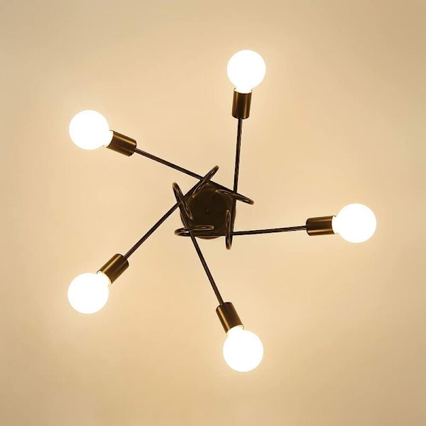 Industriel Loftslampe i Metal, Edison 5-hovedet Designer Loftslampe E27 5 Retro Lysekroner til Soveværelse Stue Køkken Spisestue