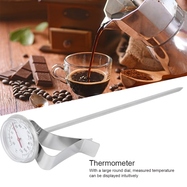 Justerbart hængende kaffe skummende termometer temperaturmåler med clips køkkenredskaber lang type