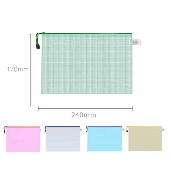 A5 Lynlåsmappe Mesh Dokument Plastik Wallet Mapper Lynlås Plastlommer (pakke med 12)