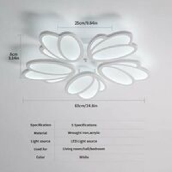 LED Taklampe, Kreativ Petalform LED Taklampe, 70W 5600lm Hvit Lysekrone, 6000k Hvitt Lys, Stue Kjøkken Soverom Spisestue