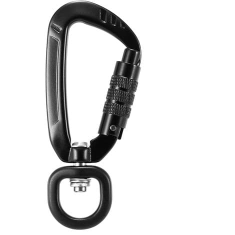 360° Roterende Karabinhage, 4Kn, 2 stk., Sort