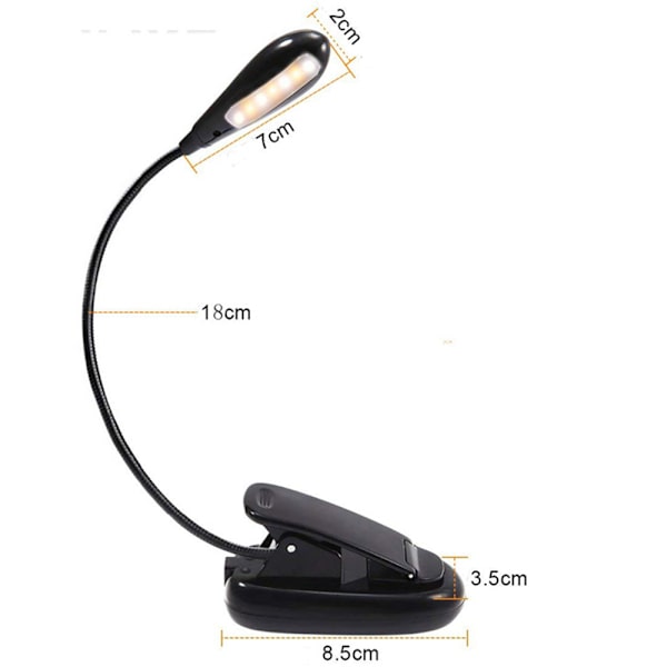 Genopladelig 14 LED Boglampe, Clip-On Sengelæselampe, Nodestativlampe, 3 Lysstyrker & 2 Svanehalse Lyser 2 Hele Sider Op. Perfekt til