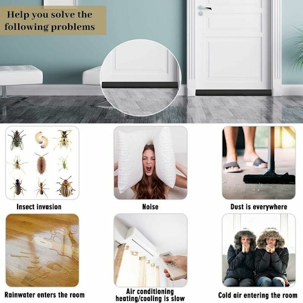 2 st, Svart Anti-Cold Ensidig Dörrtätning, 95cm Ensidig Dörrtätning, Väderlist Dörrtätningslist, Ensidig Anti-Cold Dragpropp,