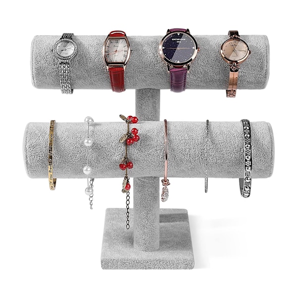 Sammets smyckesställ i sammet för armband, smyckeshållare, klockhållare, armbandskedjor, ställ för armband, displaystång, T-stång, 2 rullar