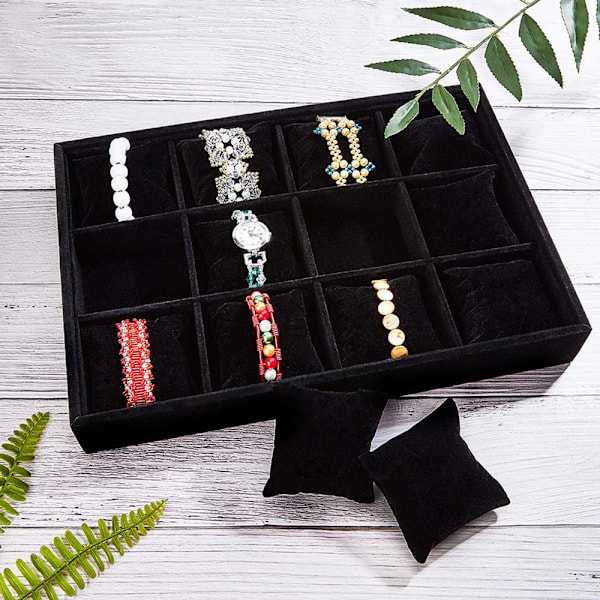 Smykkeskrin Smykkevisningsbrett Halskjede Anheng Organizer Ring Øredobber Øredobber Armbånd Display Rekvisitter Klokkeplate