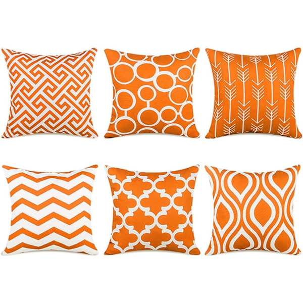 6 st orange kuddfodral 40x40cm skandinaviska canvas dekorativa kuddfodral för geometrisk soffa för sovrum stol kontor bil