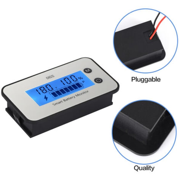 IPX7 Batterikapacitetsmonitor, DC 7-100 V 12 V 24 V 36 V 48 V Batterispänningsprocenttestare LCD-skärm LCD-skärm Bil