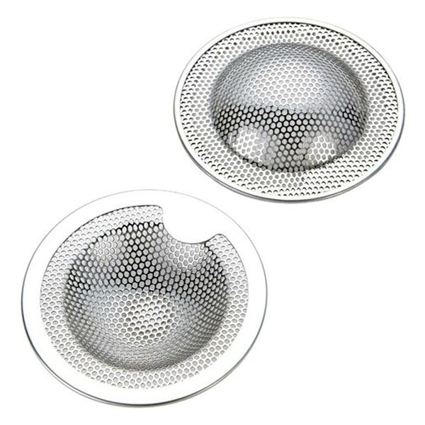 Set med 2 små sil i rostfritt stål - Perfekt för diskho, handfat, dusch, badkar - Finns i tre storlekar (liten)(S)