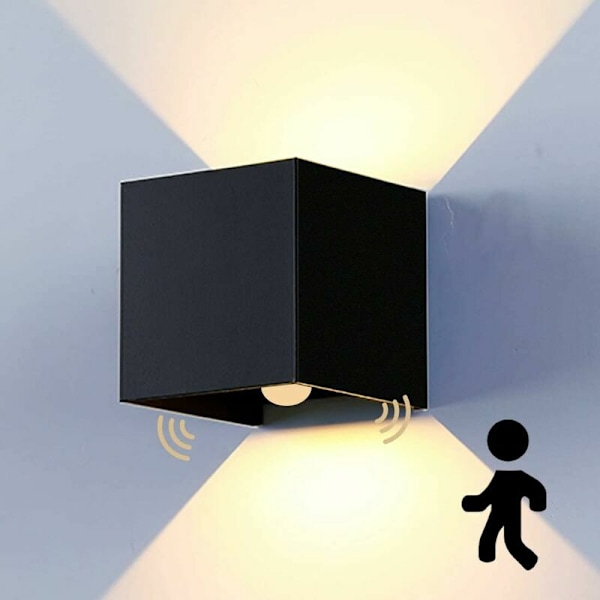 12W Vägglampa Rörelsesensor Vattentät Strålvinkel LED Varmvitt Inomhus Utomhus Vardagsrum