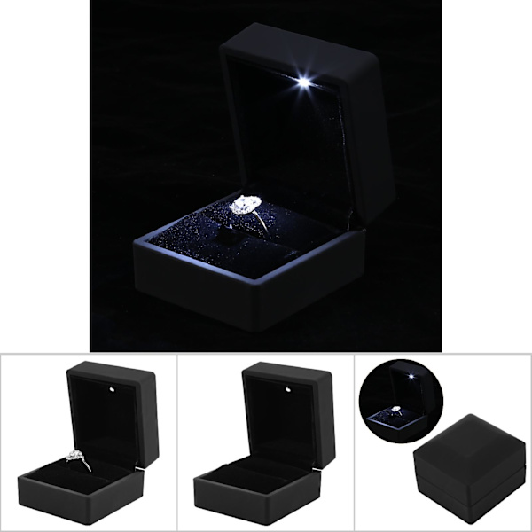 LED Lysende Forlovelsesring Bryllupssmykker Display Etui Gave Opbevaringsboks (Ringæske)