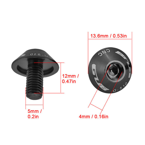 2 st M5 * 12 mm cykel vattenflaskehållare fäste skruvbultar (svart)