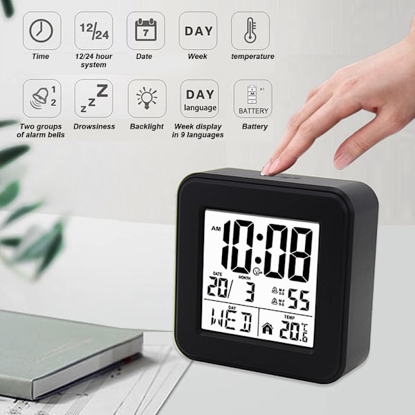Kreativ lat snooze väckarklocka-digital present våg klocka