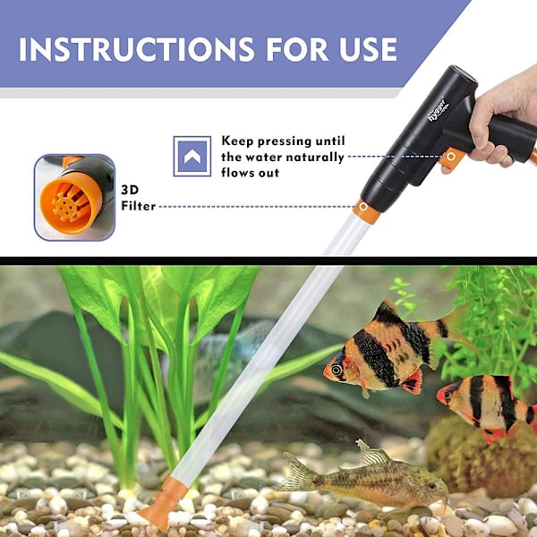 Akvarium Bundrenser, til hurtigt vandskift med sugeknap