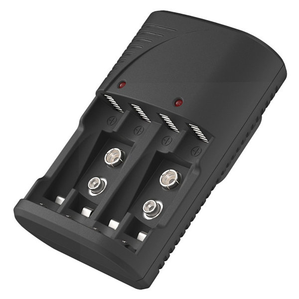 Universell batteriladdare, snabbladdare för AA/AAA eller 9V uppladdningsbara batterier 6802 med LED-indikator, världsomspännande spänning 100-240V