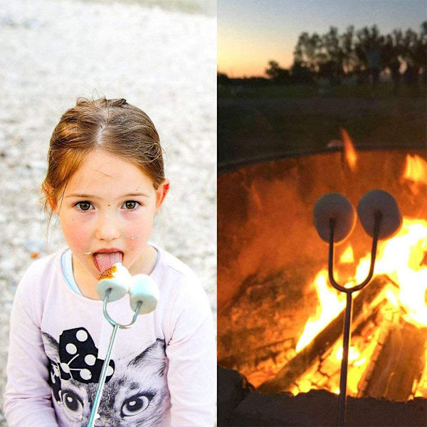 5 grillspyd, teleskopisk grillgaffel i rustfritt stål med håndtak. Kan forlenges fra 29 til 115 cm for grilling, bål, camping og grilling.