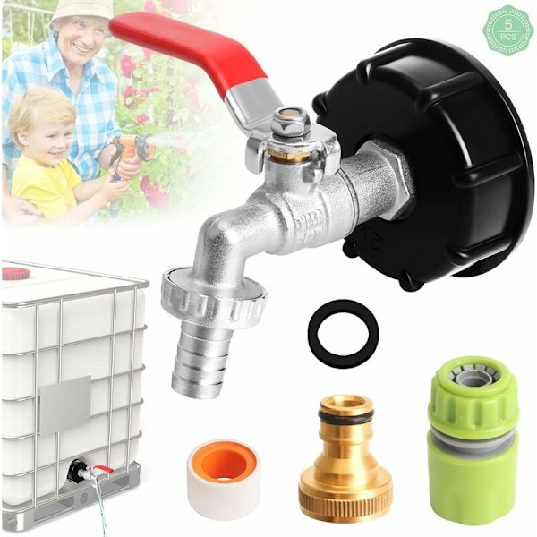 IBC Tank Adapter 1/2\" IBC Connector IBC Regnvandsopsamler Vandhane Messing Vandhanetilslutning S60X6 Tank Vandhane 1000L Tank Adapter