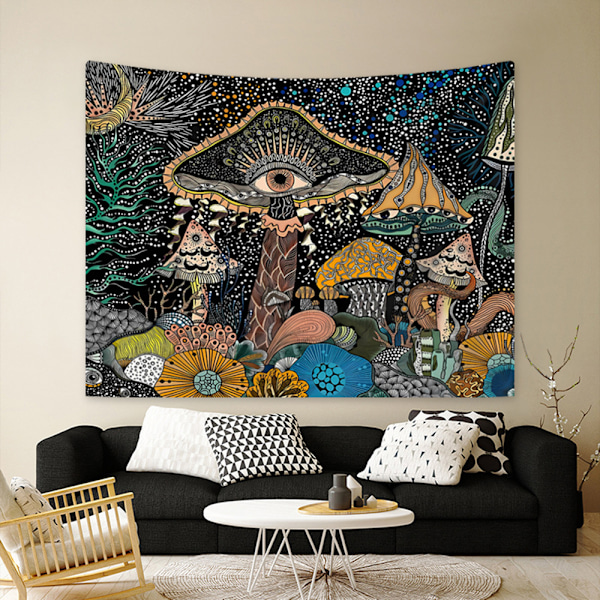 Svampetapet Øjne Mural Havdyr Vægophæng Boho Tapestry Æstetisk Ocean Psykedelisk Dekorativt Tapet til Soveværelse, 150x130cm