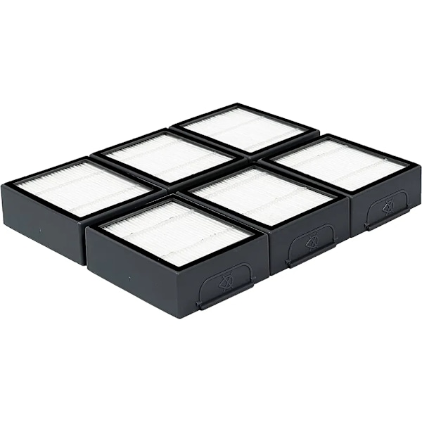 Pakke med 6 udskiftnings HEPA-filtre kompatible med iRobot Roomba evo, i,e,j serien E5 E6 E7 i1 i2 i3 i4 i5 i6 i7 i8 j7 og alle Plus version robotter