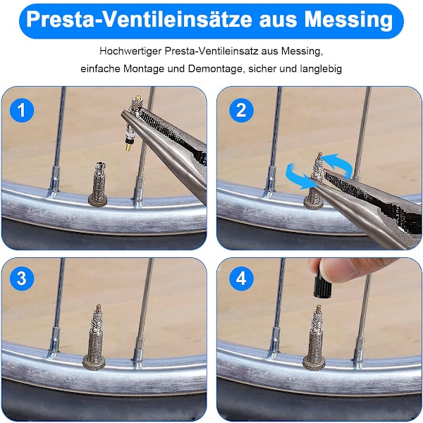 Däckventilsadapter Ventilkärna Cykel Kit Presta Ventiltillbehör användbart praktiskt