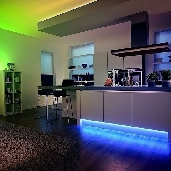 5M LED-remsa, flexibel ljusstark RGB-rums-LED, flerfärgad LED-ljusremsa med fjärrkontroll för sovrum, kök, TV, fest