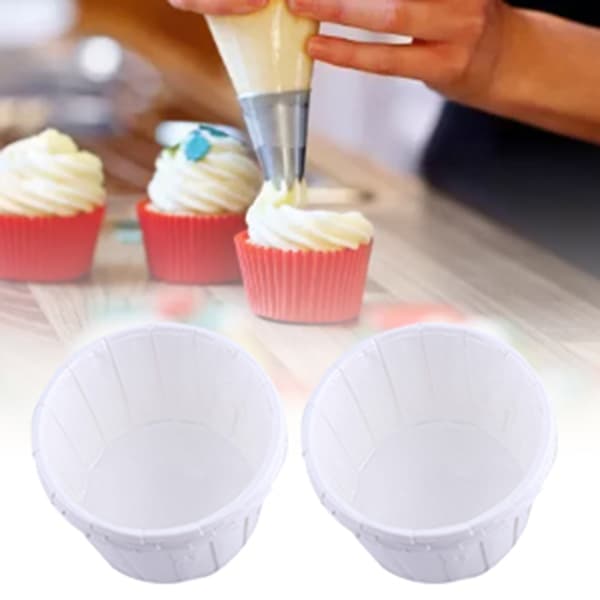 100 stk. Papir Kake Cupcake Liner Case Wrapper Muffin Bakebeger for Fest Bryllup, Hvit