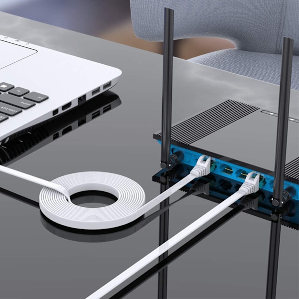 Cat 7 Ethernet-kabel, Skärmad Ethernet-kabel Flat RJ45 Nätverks-LAN-kabel Stödjer 10 Gbps 600 Mhz - Kompatibel med Cat5/Cat6-nätverk