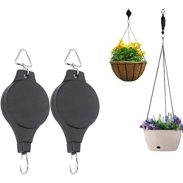 Hængekurv Talje, 2 stk. Justerbar Blomsterkurv Krog, Udtræksbøjle til Planter, Justerbare Plantetaljer, Taljer af
