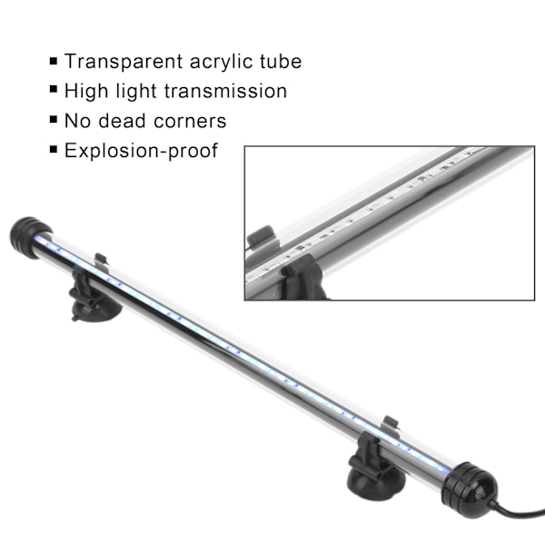 Akvarielys Vanntett Akvariumbelysning med LED-lys 3 Moduser Dimbar 100‑240VEU Plugg 38CM