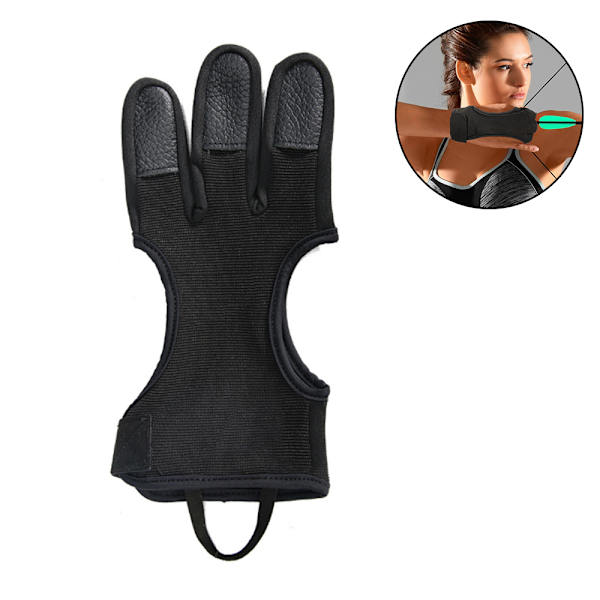 Bågskyttehandske, halkfri andningsbar tre-finger skyttehandskar, skyttejakt Targeting Bow Tab bågskyttetillbehör, material halkfri vadderad