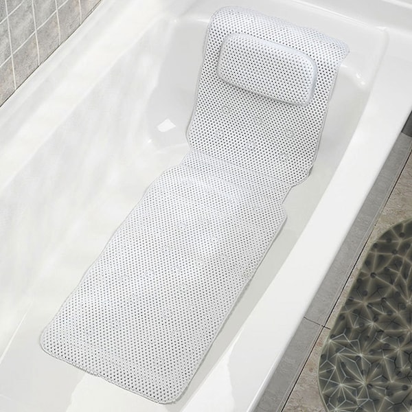Bademåtte, hovedpudemåtte, bademåtte med pude, skridsikker spa-pude, stærke skridsikre sugekopper, komfortabel nakkestøtte og kropsstøtte