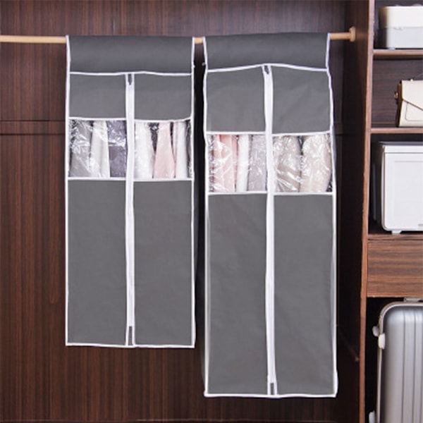 Hengende Klespose Klespose Organizer Oppbevaring med Klare PVC-vinduer Klesstativ Trekk Støvtett Klesbeskyttelse for Dresser Jakker Kjoler