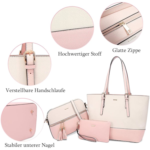LOVEVOOK Handväska Dam Axelväska Handväskor Tote Bag Dam Stor Designer Elegant Axelväska Handväska Set om 3, m