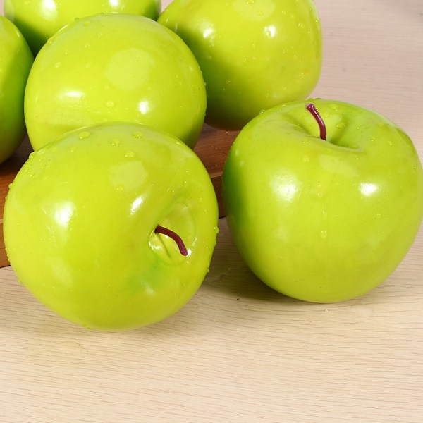 6 st konstgjorda gröna äpplen frukt simulering naturtrogen kök display hem mat dekorativ