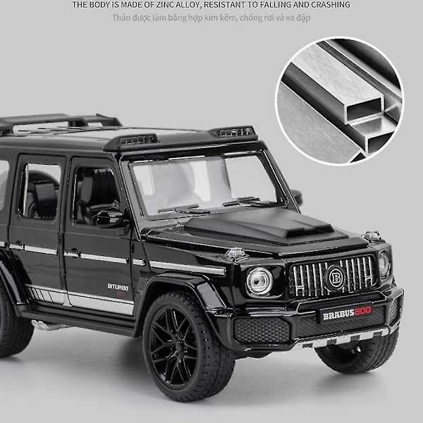 Musta Brabus G800 SUV-automalli valolla ja avattavalla ovella, musikaalinen simulaatioajoneuvo