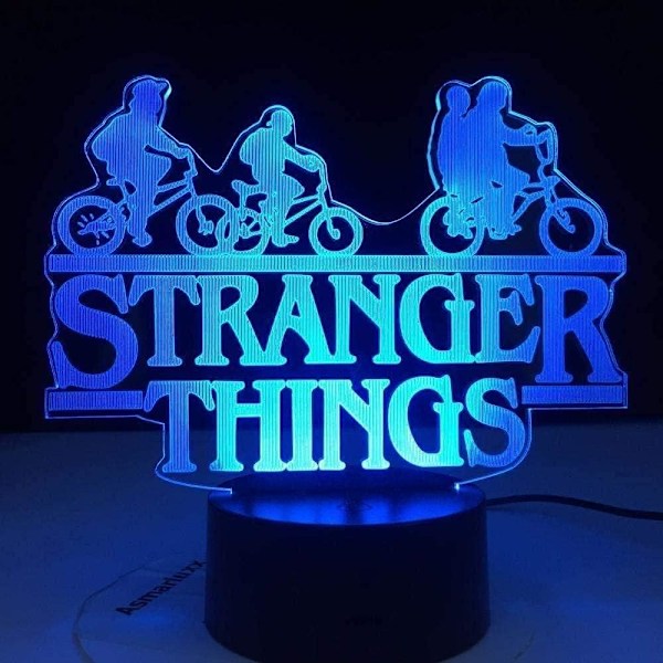 Lampe illusion 3D Stranger C Things Natlampe Sengelampe Bordlampe 16 farveskiftende Dekoration Nytår Valentinsdag Gave til