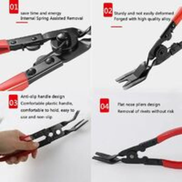 2 stk. Clip Remover Tang, Auto Bildør Clip, Universal Tang Trim Værktøj Reparationssæt til Bildør Trim og Panel Kant Tab Ciseas Clip